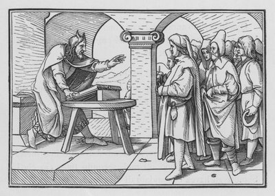 Mojžíš nabádá k poslušnosti z minulých jednání bohů, Deuteronomium IV, 1 od Hans after Holbein the Younger