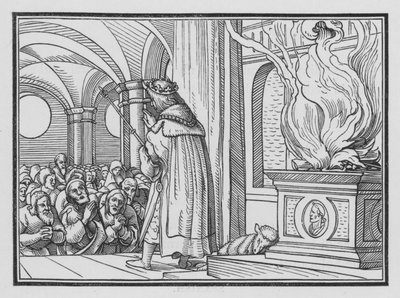 Šalomoun žehná lidu a chválí Boha, 2. Paralipomenon VI, 12 od Hans after Holbein the Younger