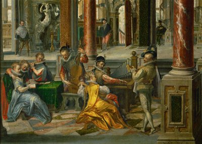 Palácová architektura s hudebníky od Hans or Jan Vredeman de Vries