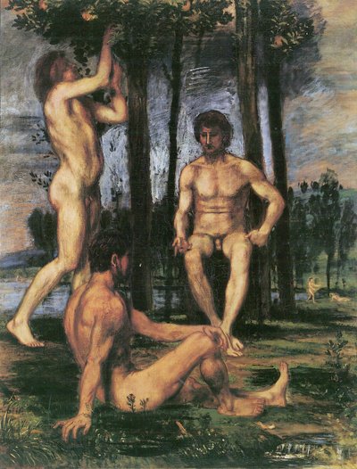 Tři mladíci pod pomerančovníky od Hans von Marées
