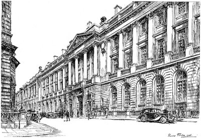 Exteriér RAC Clubhouse v Pall Mall, Londýn, 1946. od Hanslip Fletcher