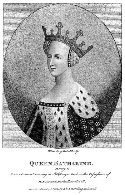 Kateřina z Valois 1401-1437, královna choť krále Jindřicha V., 1792. od Harding