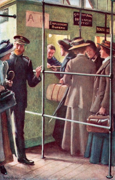 Příjezd skupiny imigrantek Armády spásy do Quebecu od Harold Copping