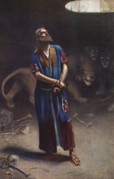 Daniel v jámě lvové (barevná litografie) od Harold Copping