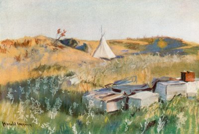 Indické pohřebiště, rezervace Blackfoot, Alberta od Harold Copping