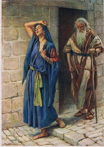 Jeroboamova žena, ilustrace z „Ženy Bible“, vydané společností The Religious Tract Society od Harold Copping