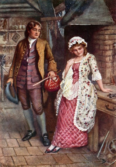 Joe Willet a Dolly Varden (barevné lito) od Harold Copping