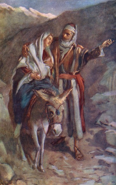 Nový zákon: Útěk do Egypta (barevná litografie) od Harold Copping