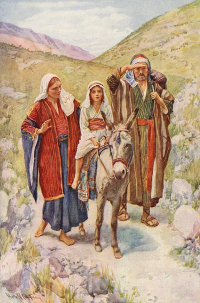 Nový zákon: Návrat z Egypta (barevná litografie) od Harold Copping