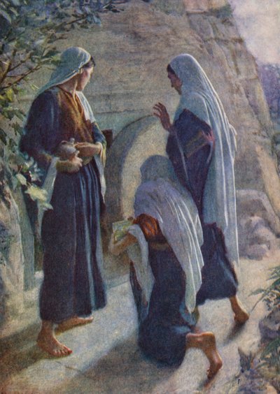 Nový zákon: Ženy u hrobu (barevná litografie) od Harold Copping
