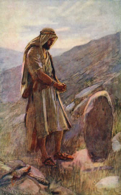 Starý zákon: Jákobův slib (barevná litografie) od Harold Copping