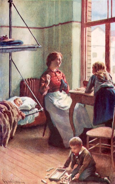 Otevřené dveře nám poskytly záblesky domácího klidu, obývacího pokoje ve vládním hotelu zdarma? od Harold Copping