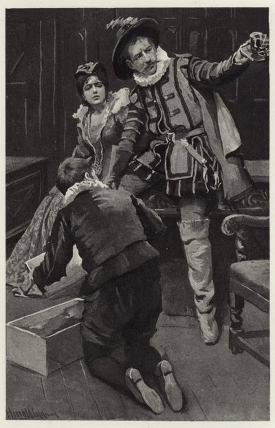 Petruchio začal znovu bouřit a říkal, že čepice je vylisovaná v porringeru od Harold Copping