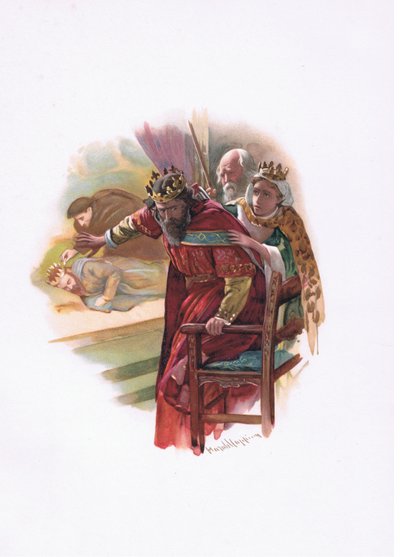 Královna Gertruda, ilustrace z Hamleta od Harold Copping