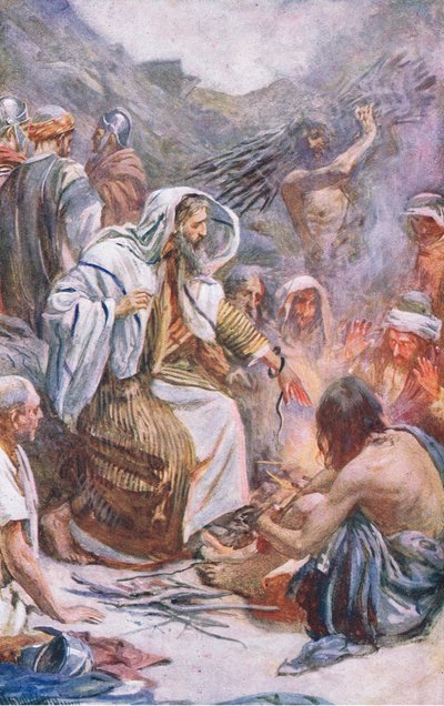 St Paul at Melita, ilustrace z Harold Copping Pictures: The Crown Series, c.1920 od Harold Copping