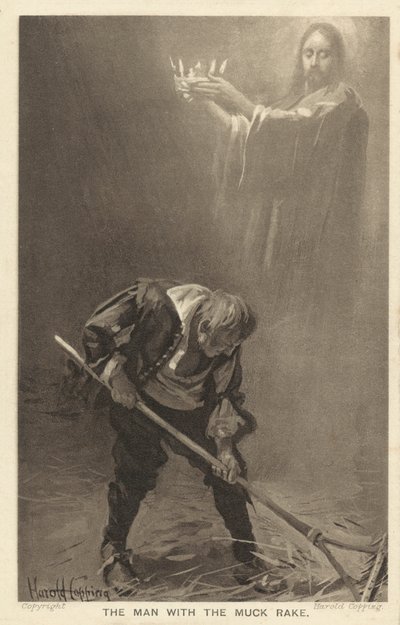 Muž s hráběmi na hnůj (litografie) od Harold Copping