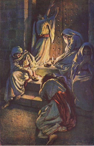Pošetilé panny, ilustrace z Harold Copping Pictures: The Crown Series, c.1920 od Harold Copping