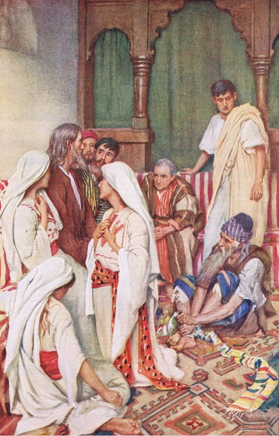 Agabusovo kázání, ilustrace z Harold Copping Pictures: The Crown Series, kolem 20. let 20. století od Harold Copping