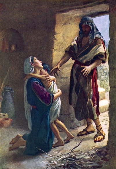 Vdova ze Zarephath (barva litho) od Harold Copping