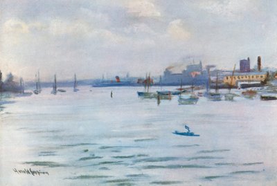 Vancouver z přístavu od Harold Copping