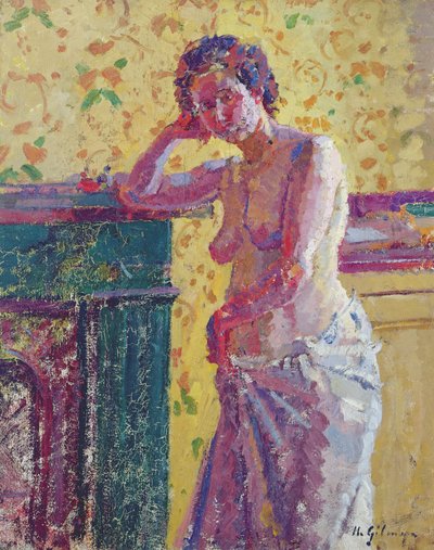 Interiér s aktem (olej na plátně) od Harold Gilman