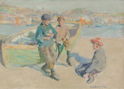 Děti v přístavu Newlyn od Harold Harvey
