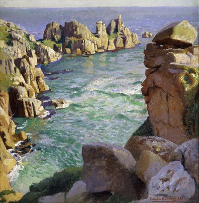 Logans Rock, Porthcurno Beach, Cornwall od Harold Harvey