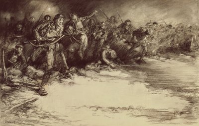 Counter Attack, c.1918 (tužka na papíře) od Harold James Mowat