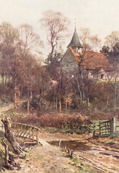 Kostel v Pyrfordu u Wokingu (barevná litografie) od Harold Sutton Palmer