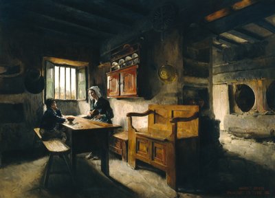 Interiér farmy Bretaň (olej) od Harriet Backer