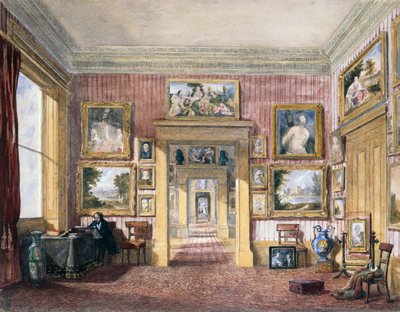 Jídelna v Thirlestaine House, Cheltenham, kolem roku 1843 (akvarel) od Harriet Rushout (attr. to) Bowles