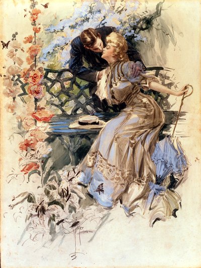 Zásnubní dny, 1906 (wc na papíře) od Harrison Fisher