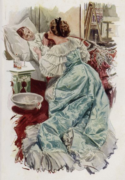 Ilustrace k filmu Když se muž vezme od Mary Roberts Rinehart (barevné lito) od Harrison Fisher