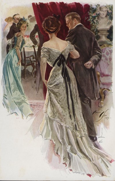 Ilustrace k filmu Když se muž vezme od Mary Roberts Rinehart (barevné lito) od Harrison Fisher