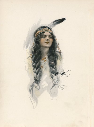 Longfellowova Píseň o Hiawathovi (barevná litografie) od Harrison Fisher