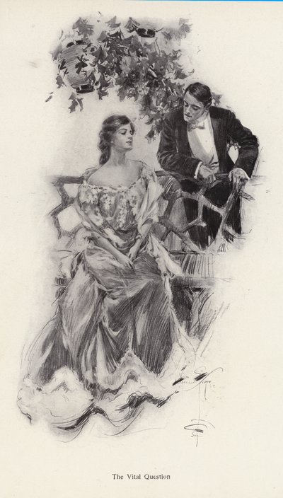 Muž navrhuje sňatek ženě (litho) od Harrison Fisher