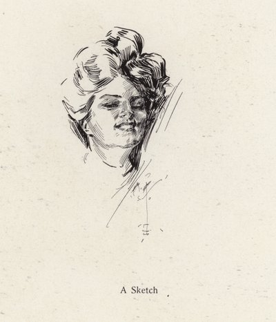Portrét ženy skica perem (litho) od Harrison Fisher