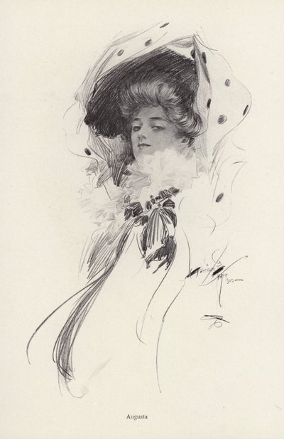 Portrét ženy jménem Augusta (litografie) od Harrison Fisher