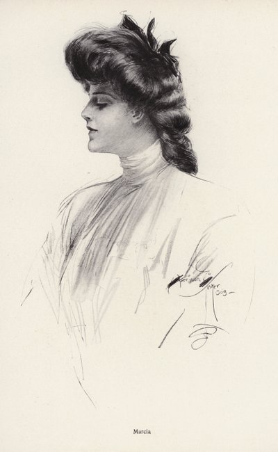 Portrét ženy jménem Marcia (litho) od Harrison Fisher