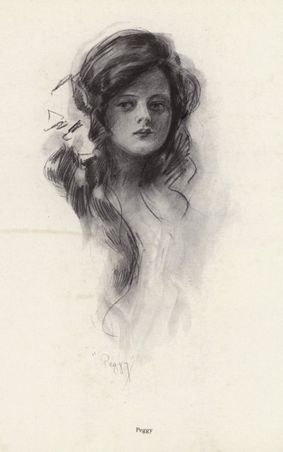 Portrét mladé dívky jménem Peggy (litho) od Harrison Fisher