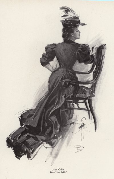 Postava Jane Cable z románu, Jane Cable, od George Barr McCutcheon (litho) od Harrison Fisher
