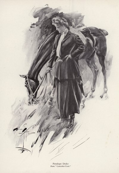 Postava Penelope Drake z románu Soud zbabělosti od George Barra McCutcheona (litho) od Harrison Fisher