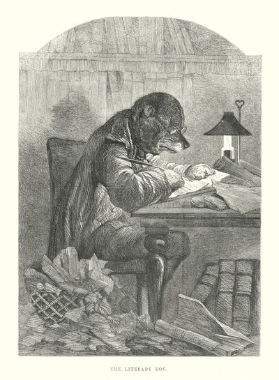 Zábavní psi: Literární pes (rytina) od Harrison William Weir