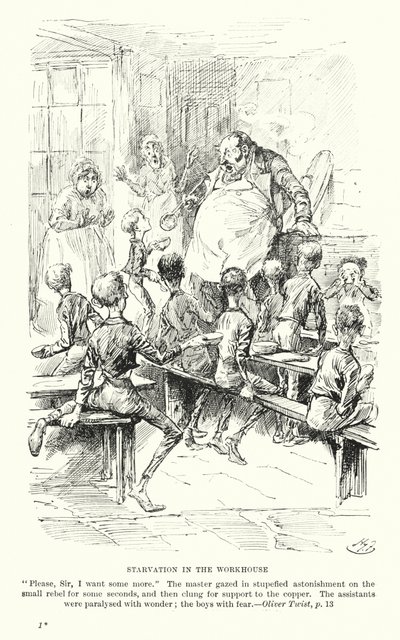 Ilustrace k Oliveru Twistovi od Charlese Dickense (litografie) od Harry (after) Furniss