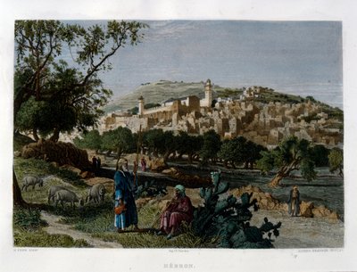 Hebron, vyrytý Alfredem Krausse podle obrázku Harryho Fenna, publikovaného v malebné Palestině, asi 1875 od Harry ) Fenn