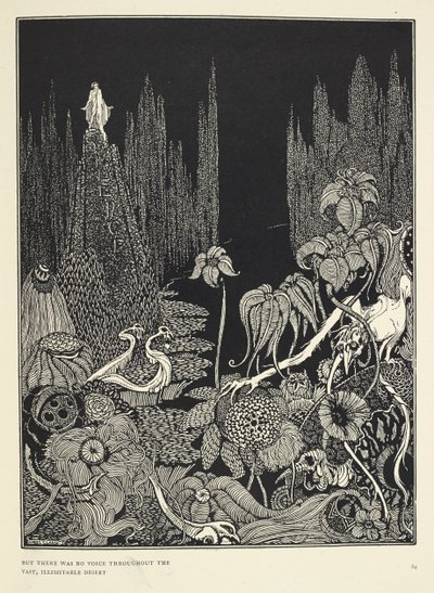 "Ale v rozlehlé neomezené poušti se neozval žádný hlas." Ilustrace k filmu „Ticho – bajka“. od Harry Clarke