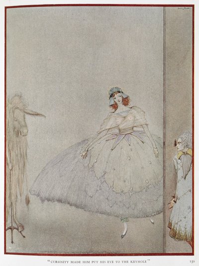 "Zvědavost ho přiměla přiložit oko ke klíčové dírce." Ilustrace k příběhu, 