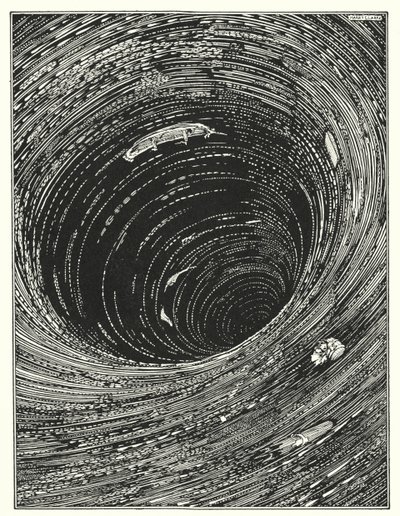 Edgar Allan Poe: Sestup do maelströmu (litografie) od Harry Clarke
