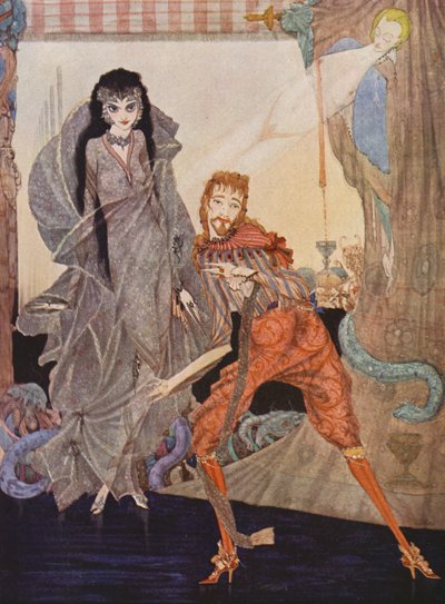 Edgar Allan Poe: Ligeia (barevná litografie) od Harry Clarke