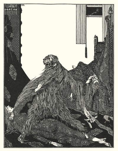 Edgar Allan Poe: Vraždy v ulici Morgue (litografie) od Harry Clarke